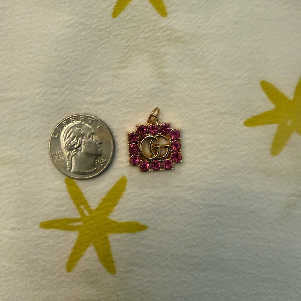 Gucci Zipper Pull Charm Hot Pink and Gold